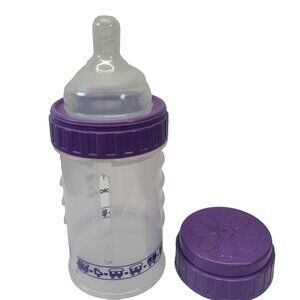 Playtex Round Top Rapid Nipple Nurser Drop In Baby Bottle 4 oz Purple Infant Vtg